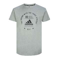 Футболка The Brand With The Three Stripes T-Shirt BJJ серо-черная (размер L) Adidas