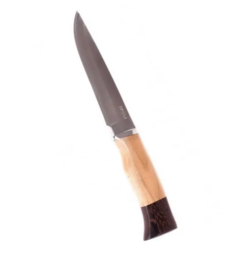 Туристический нож Pirat Урал, длина клинка 14,9 см, деревянная рукоять, ножны из кордура