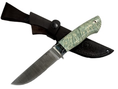 Нож Мастерская Семина Егерь, Bohler S390, макумэ ганэ, зуб мамонта, кап.клена