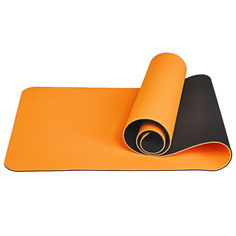 Коврик для йоги SPORTEX E33581, 183х61х0,6 см, оранжевый/черный