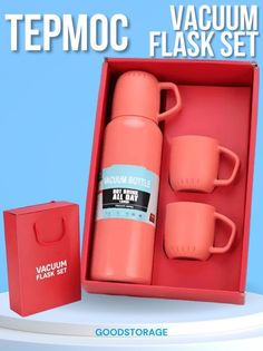 Термос Vacuum Flask Set 1 литр, оранжевый No Brand
