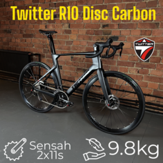 Велосипед Twitter R10 Disc Carbon 2024, 9.8 kg, 700х25с, 22 скорости, 50 см цвет черный