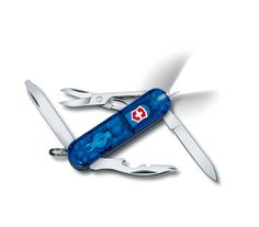 Нож-брелок Victorinox Classic Midnite Manager, 58 мм, 10 функций, синий полупрозрачный