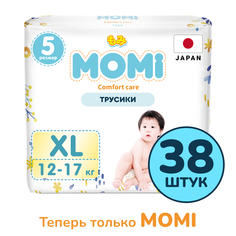 Подгузники-трусики детские Momi 12-17 кг размер 5 XL 38шт Comfort Care Mona Liza