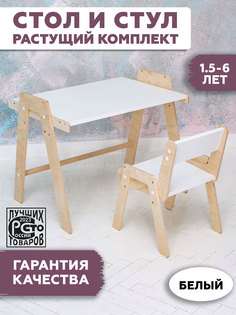 Комплект детской мебели RuLes стол растущий, стул растущий белый 12200