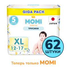 Трусики-подгузники MOMI COMFORT CARE XL (12-17 кг) GIGA, 62 шт Mona Liza
