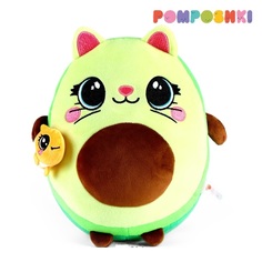 Мягкая игрушка POMPOSHKI, Авокадо, котик с рыбкой зеленый