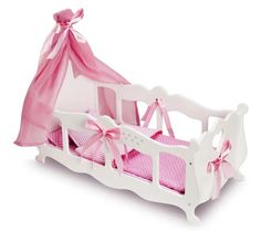 Мебель для кукол Манюня Diamond Princess Кровать-Колыбель Постельное Бельё, Балдахин 71519