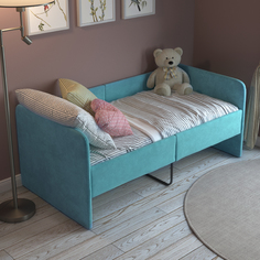 Детский диван кровать с бортиками SleepAngel Smile 140х70 см, бирюзовый