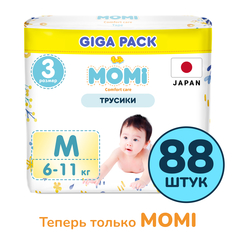 Трусики-подгузники MOMI COMFORT CARE M (6-11 кг) GIGA, 88 шт Mona Liza