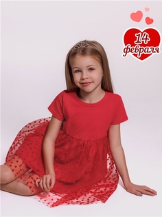 Платье детское Апрель 1ДПК4068804с, красный22+сердечки мелкие красный, 104