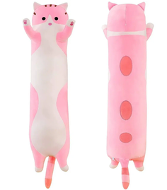 Кот Батон 50 см Мягкая игрушка подушка Длинный Розовый обнимашка / антистресс / кот-багет Original Toys