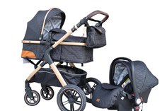 Детская коляска-трансформер 3в1 Ining Baby X1+C, черная 0+