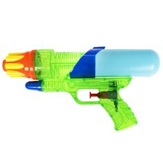Водный пистолет Bondibon "Наше Лето", РАС18,3х30х5 см, прозрач. голубой с зеленым, арт.330