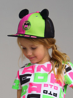 Бейсболка с принтом Disney для девочки PlayToday 12242752 розовый, зеленый, черный, 50