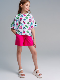 Комплект : фуфайка (футболка), шорты PlayToday 12441027, белый; малиновый, 170