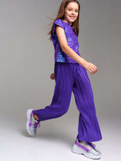 Брюки трикотажные PlayToday 12421123, фиолетовый, 134