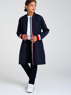 Плащ текстильный с полиуретановым покрытием для девочек PlayToday, тёмно-синий, 140