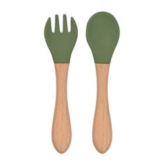 Набор детских столовых приборов (ложка, вилка) 1431-4, хаки Takara