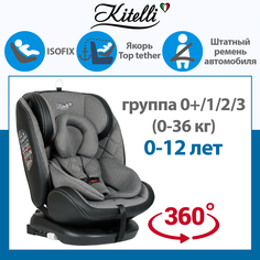 Автокресло детское поворотное Kitelli ST-3, группа 0+/1/2/3, 0-36 кг, серое