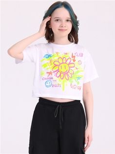 Футболка детская Апрель 499дев001Д2Р, белый Солнце граффити, 122