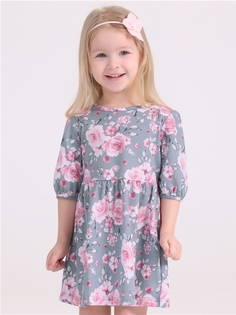 Платье детское Апрель 259дев001нД1Р, розы на сером, 104