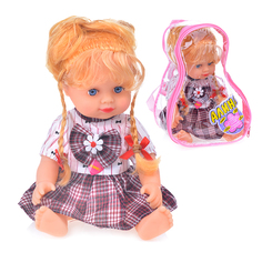Кукла 5517 "Оксана" озвученная, в платье, бантик в клетку, в рюкзаке Play Smart