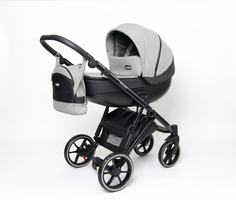 Коляска детская Peppy Zoom 2 в 1 25 серая экокожа, черная экокожа