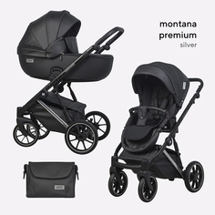 Коляска Riko basic Montana Premium Silver 2 в 1, 22 Black, 0+