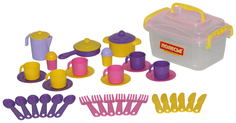 Набор Полесье детской посуды Настенька на 6 персон 38 элементов в контейнере