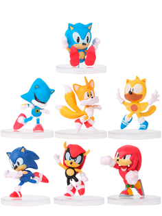 Фигурки StarFriend Соник Sonic 7 в 1 подставки, неподвижные, 4,5-5,5 см