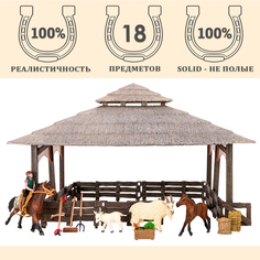 Игровой набор Masai Mara На ферме , Ферма, 18 фигурок животных, персонажей и инвентаря