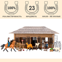 Игровой набор Masai Mara На ферме Ферма 23 шт. животных фермеров и инвентаря ММ205-044