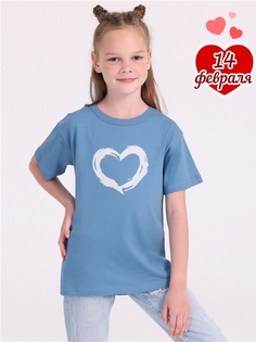 Футболка детская Апрель 1ДДФК4328001, серо-голубой250 Сердце кистью, 134