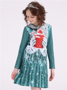 Платье детское Апрель 1ДПД2669258ня, кружка в руках+вязка бирюза, 134