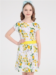 Платье детское Апрель 1ДПК2111001н, одуванчики на белом, желтый6, 134