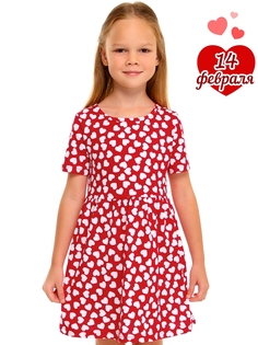 Платье детское Апрель 1ДПК3998001н, белые сердечки на красном, 92