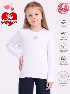 Лонгслив детский Апрель 1ДДЛД3911024, белый Сердце насквозь вышивка, 134