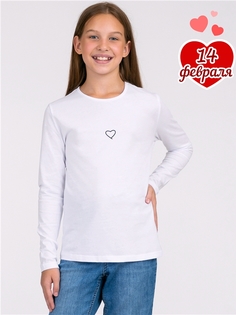 Лонгслив детский Апрель 1ДДЛД4192001, белый Контурное сердечко, 164