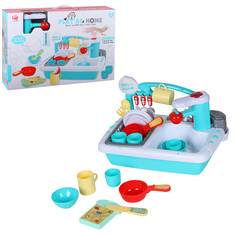 Детская кухня Qun Feng Toys раковина с водой, посуда, столовые приборы, голубой JB0209149 Amore Bello