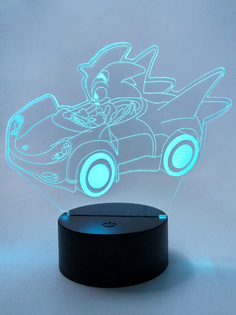 Настольный 3D ночник StarFriend светильник Соник на машине Sonic usb 7 цветов 17 см