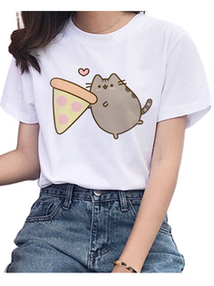 Футболка детская StarFriend Пушин с кусочком пиццы Pusheen, белый, 168