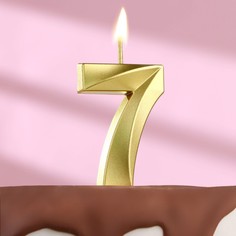 Свеча в торт на шпажке «?Грань», цифра "7", золотая, 13 см Страна Карнавалия