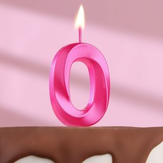 Свеча в торт на шпажке «Грань», цифра "0", 13 см, розовая(5 шт.) Страна Карнавалия
