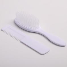 Набор для ухода за волосами: расческа и щетка, цвет белый No Brand