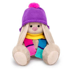 Мягкая игрушка BUDI BASA Зайка Ми в шапке и полосатом шарфе 18см разноцветный