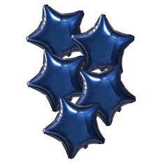Шар фолгированный 19 звезда, цвет синий, набор 5 шт. No Brand