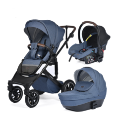 Детская коляска 3 в 1 Luxmom 808, синяя ткань