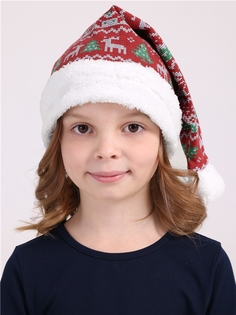 Шапка детская Апрель 775дев258н0, новогодний орнамент+белый, 56-58