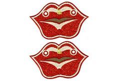 Аксессуары для детских кед Shwings Крылья губы Red Sparkle Lips Lace 10111 красные